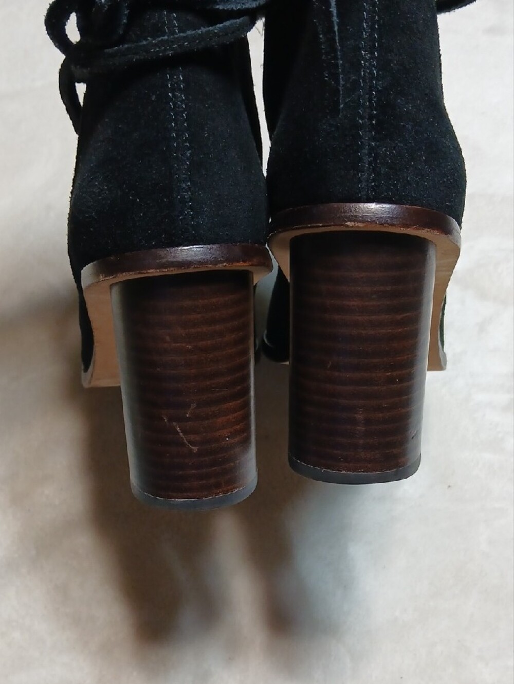 Pour La Victoire Black Suede Wrap-Ankle Block Heel Booties Size 7 - Picture 4 of 10